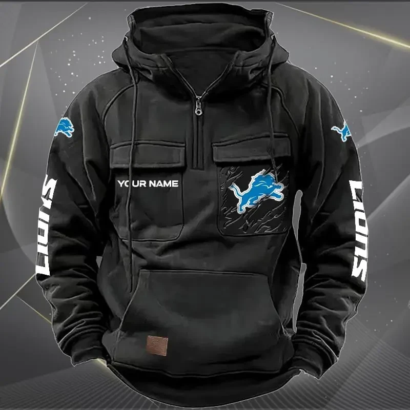 Detroit Lions Vintage Men's Hoodie DV2 PB4OFIQ