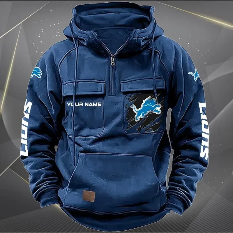Detroit Lions Vintage Men's Hoodie DV2 PB4OFIQ