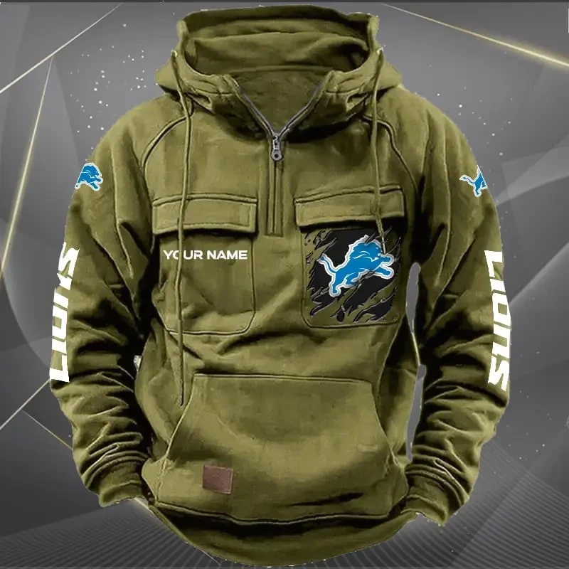 Detroit Lions Vintage Men's Hoodie DV2 PB4OFIQ