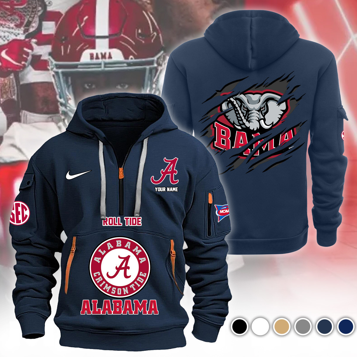 Alabama Crimson Tide Heavy Fleece Pullover Hoodie PB8YKUM