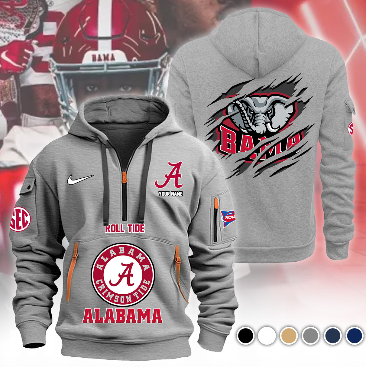 Alabama Crimson Tide Heavy Fleece Pullover Hoodie PB8YKUM