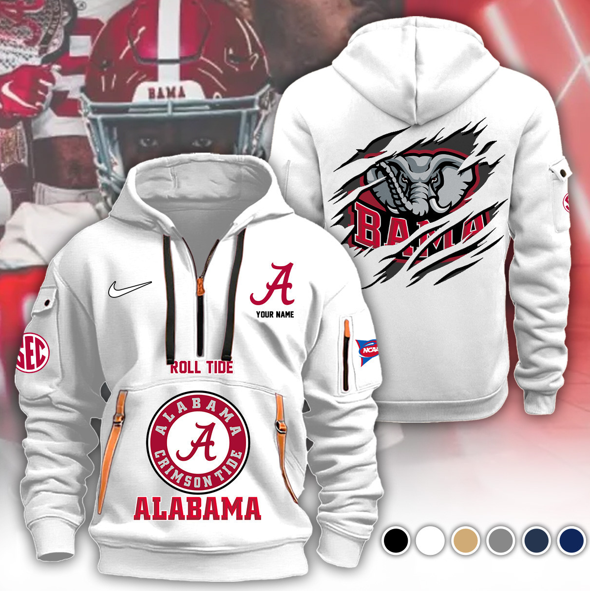 Alabama Crimson Tide Heavy Fleece Pullover Hoodie PB8YKUM