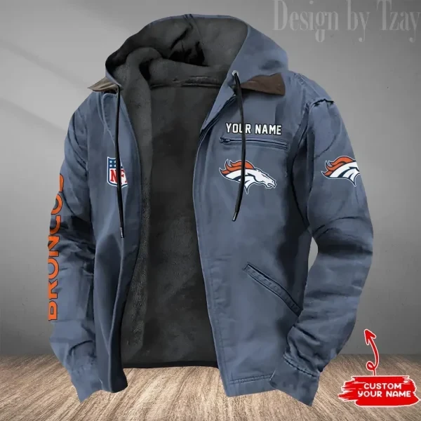 Denver Broncos Men's Casual Padded Jacket Hooded Trending 2025 PBRXDM5