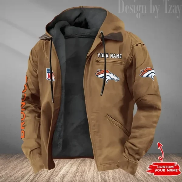 Denver Broncos Men's Casual Padded Jacket Hooded Trending 2025 PBRXDM5