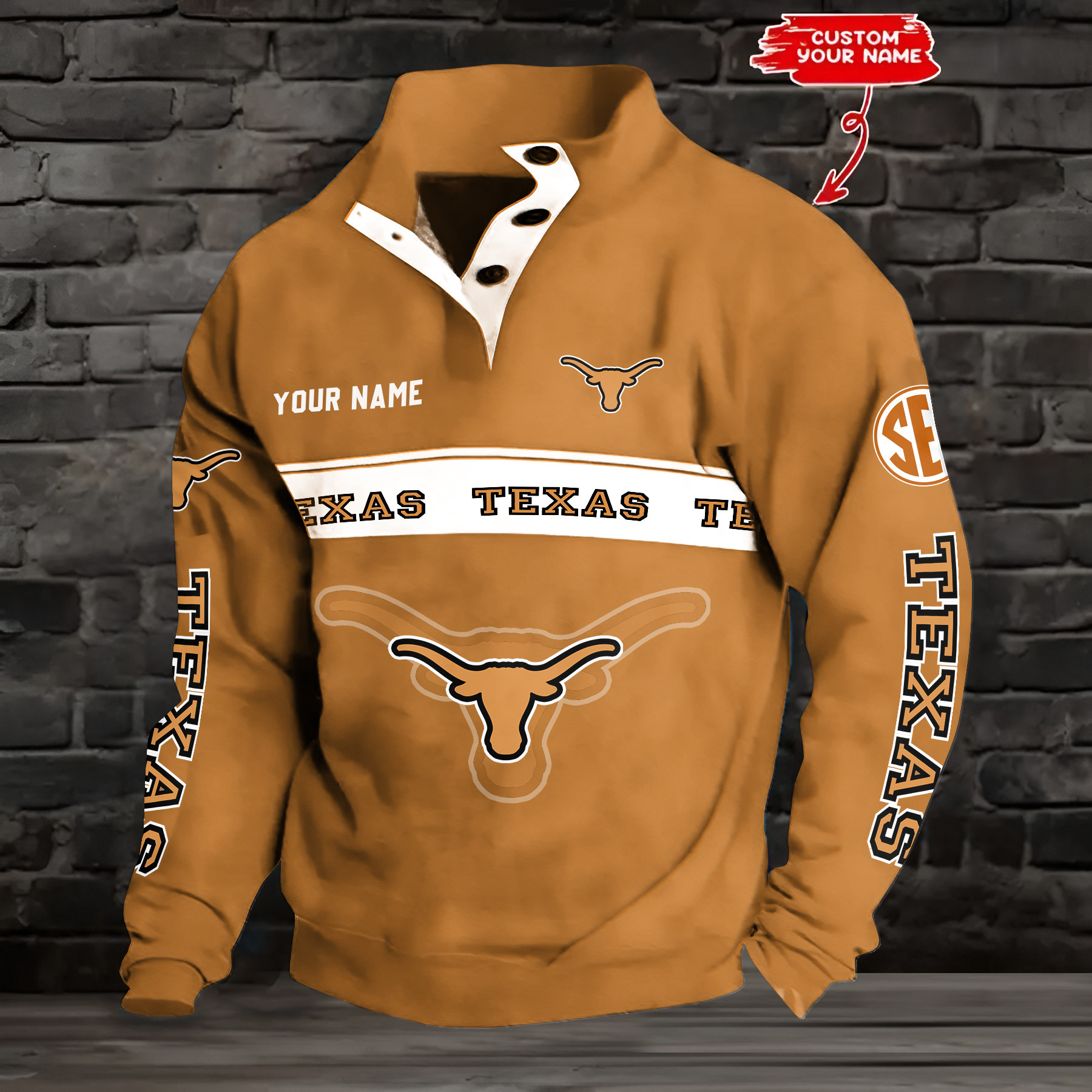 Texas Longhorns Double Breasted Stand Collar Hoodies LUXY8345