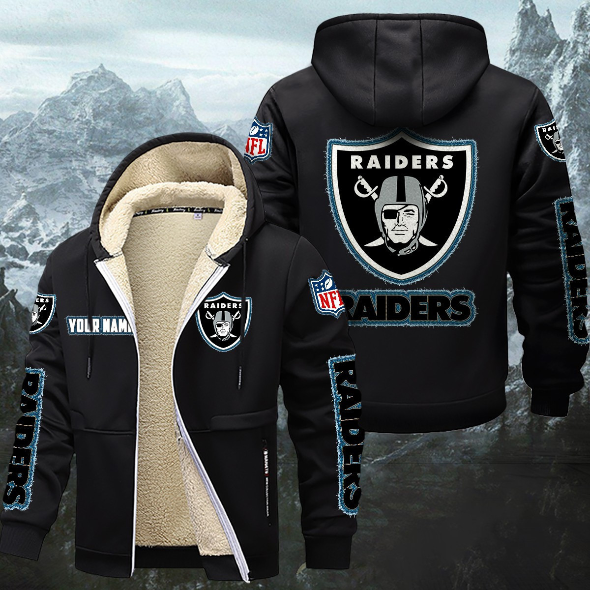 Las Vegas Raiders Sherpa-Lined Zip Hoodie WINHZVC12017