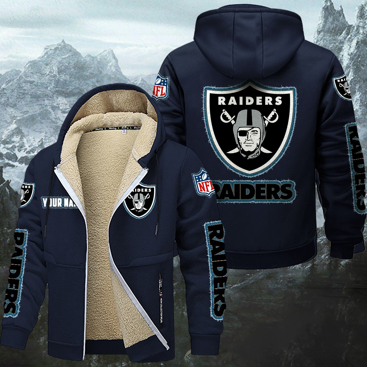 Las Vegas Raiders Sherpa-Lined Zip Hoodie PBAG5UW