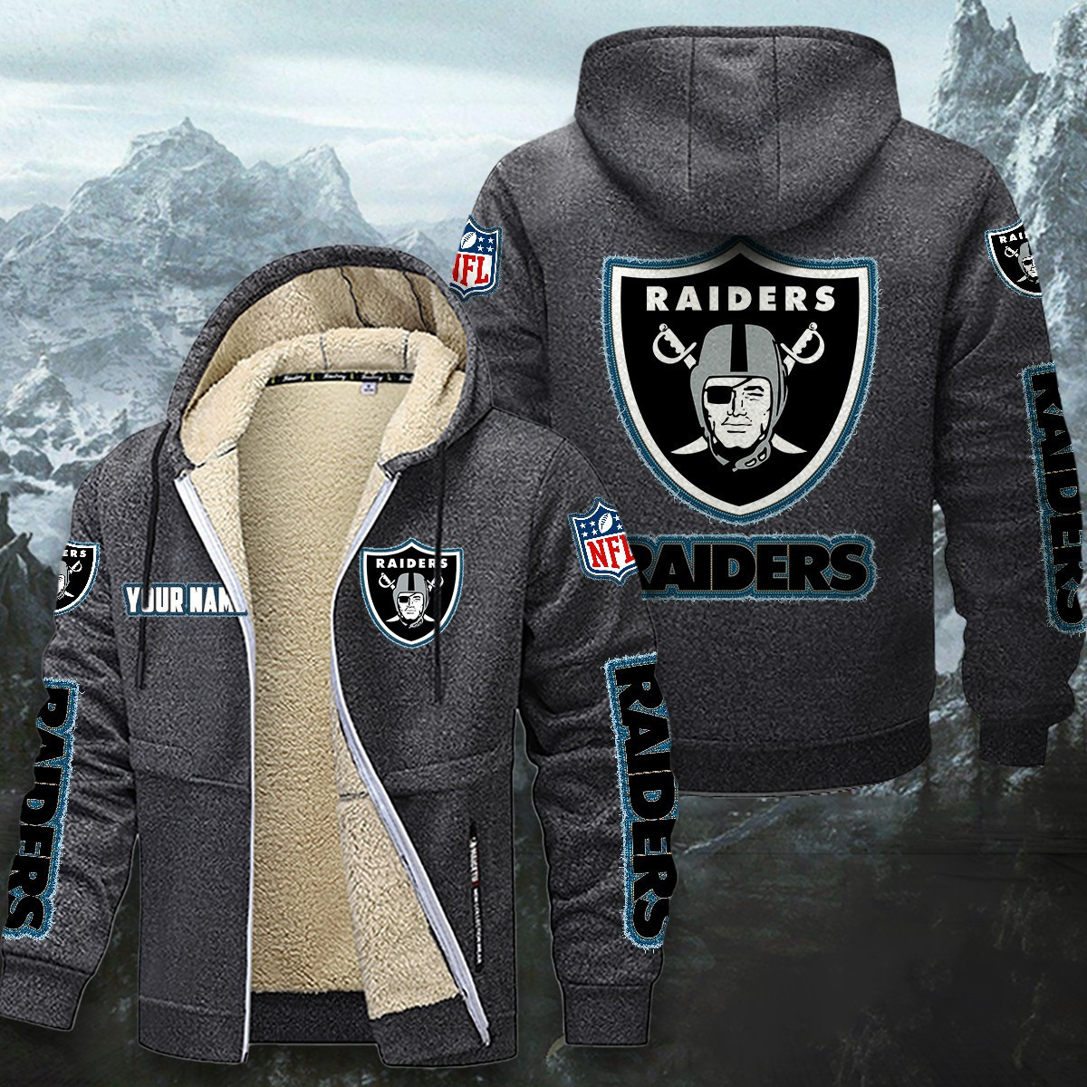 Las Vegas Raiders Sherpa-Lined Zip Hoodie PBAG5UW