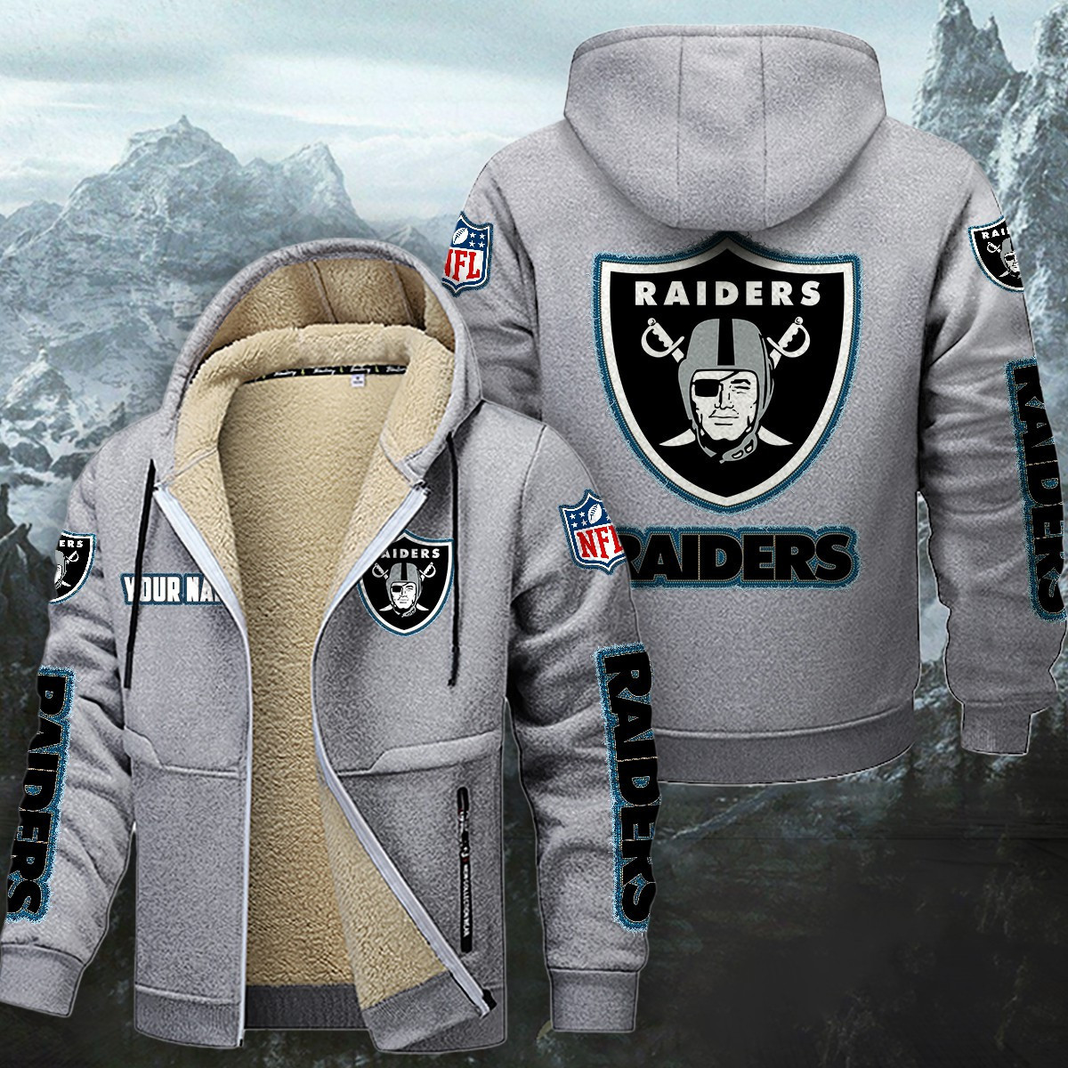 Las Vegas Raiders Sherpa-Lined Zip Hoodie PBAG5UW