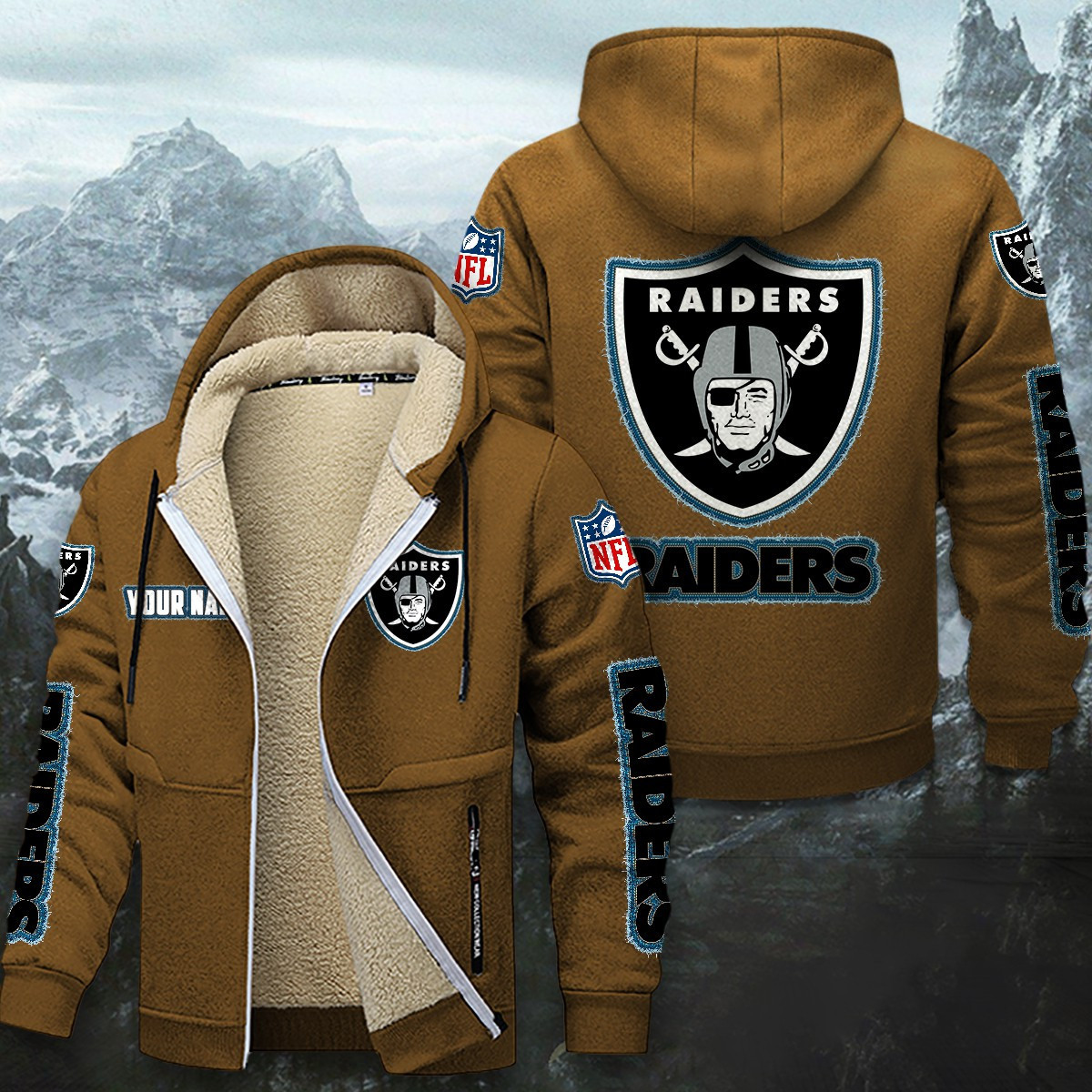 Las Vegas Raiders Sherpa-Lined Zip Hoodie PBAG5UW
