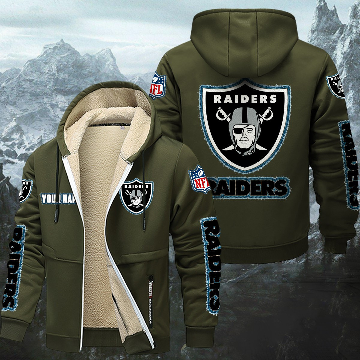 Las Vegas Raiders Sherpa-Lined Zip Hoodie PBAG5UW