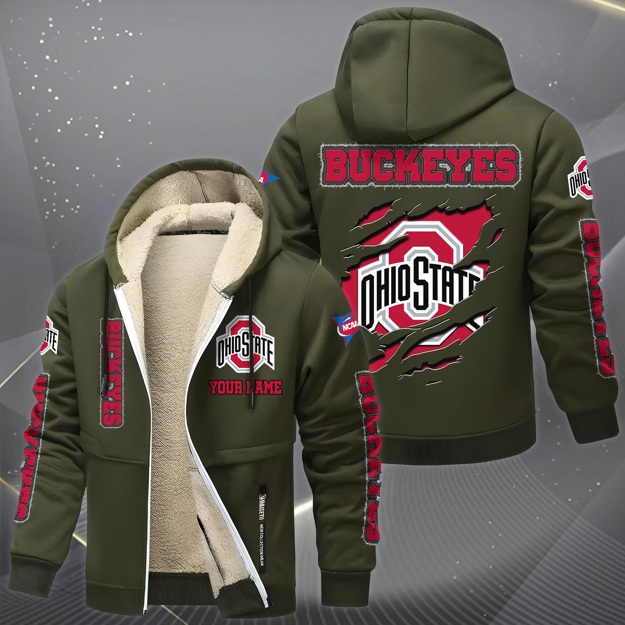 Ohio State Buckeyes Hoodie Zip Velvet Coat HU45S