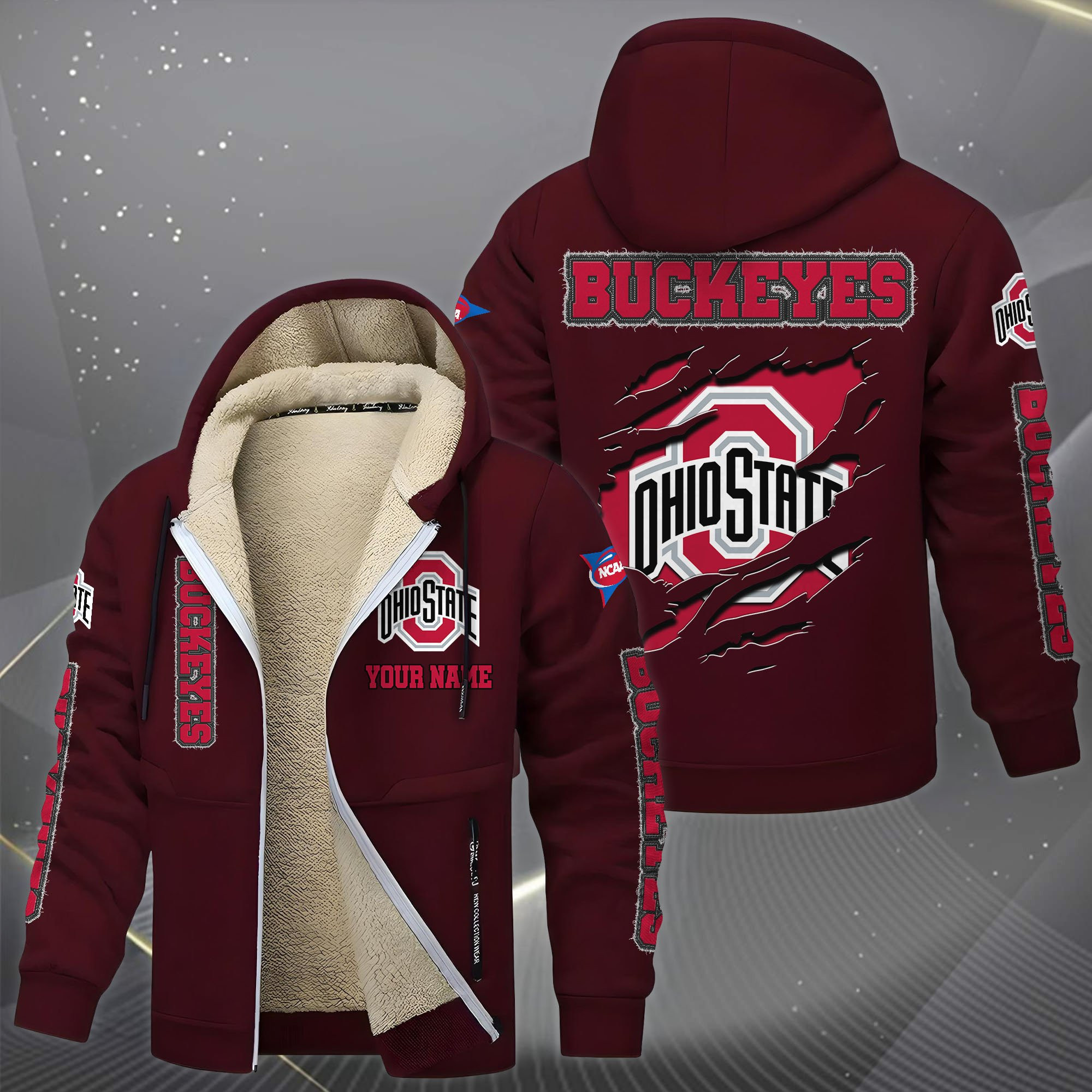 Ohio State Buckeyes Hoodie Zip Velvet Coat PBZ0RFQ