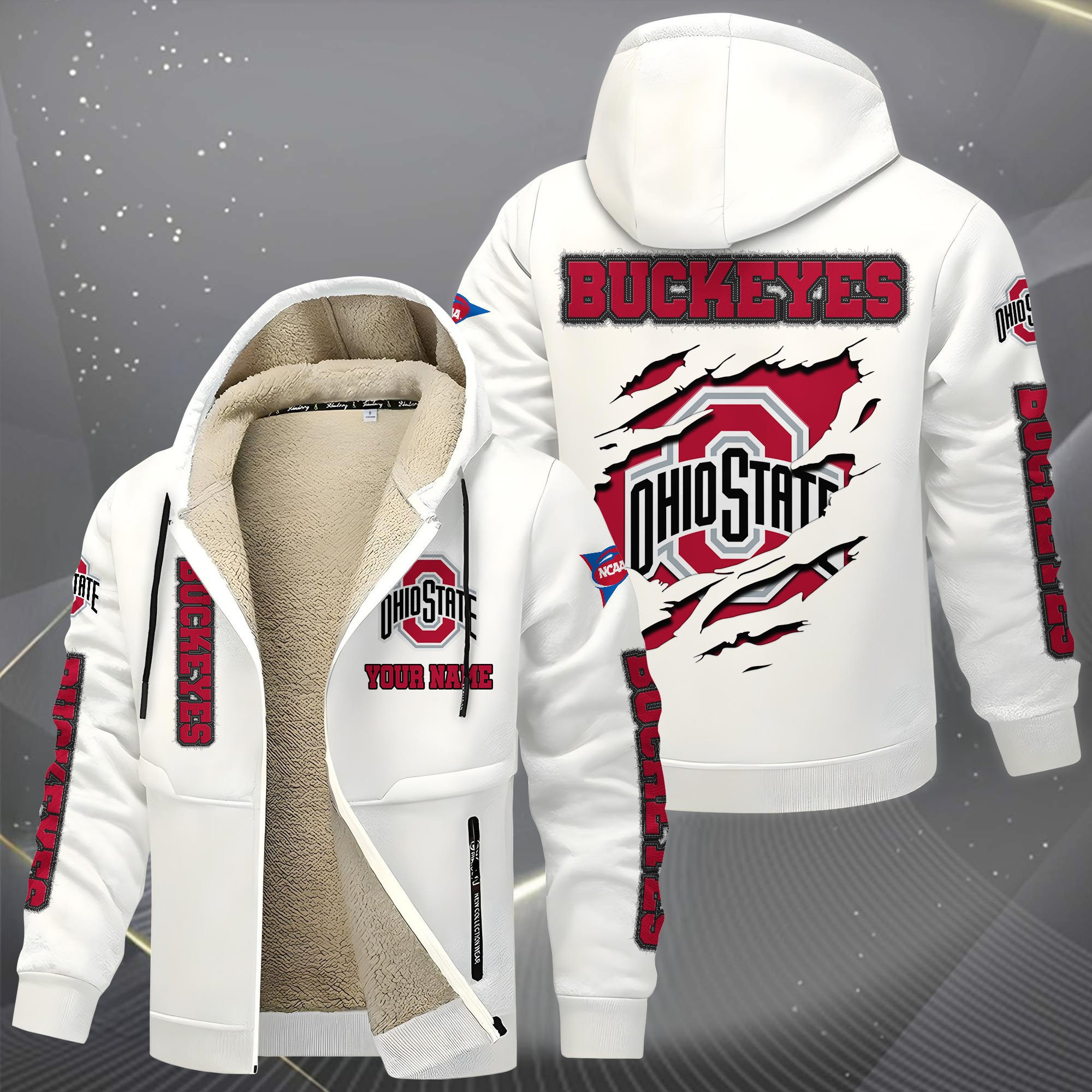 Ohio State Buckeyes Hoodie Zip Velvet Coat PBZ0RFQ