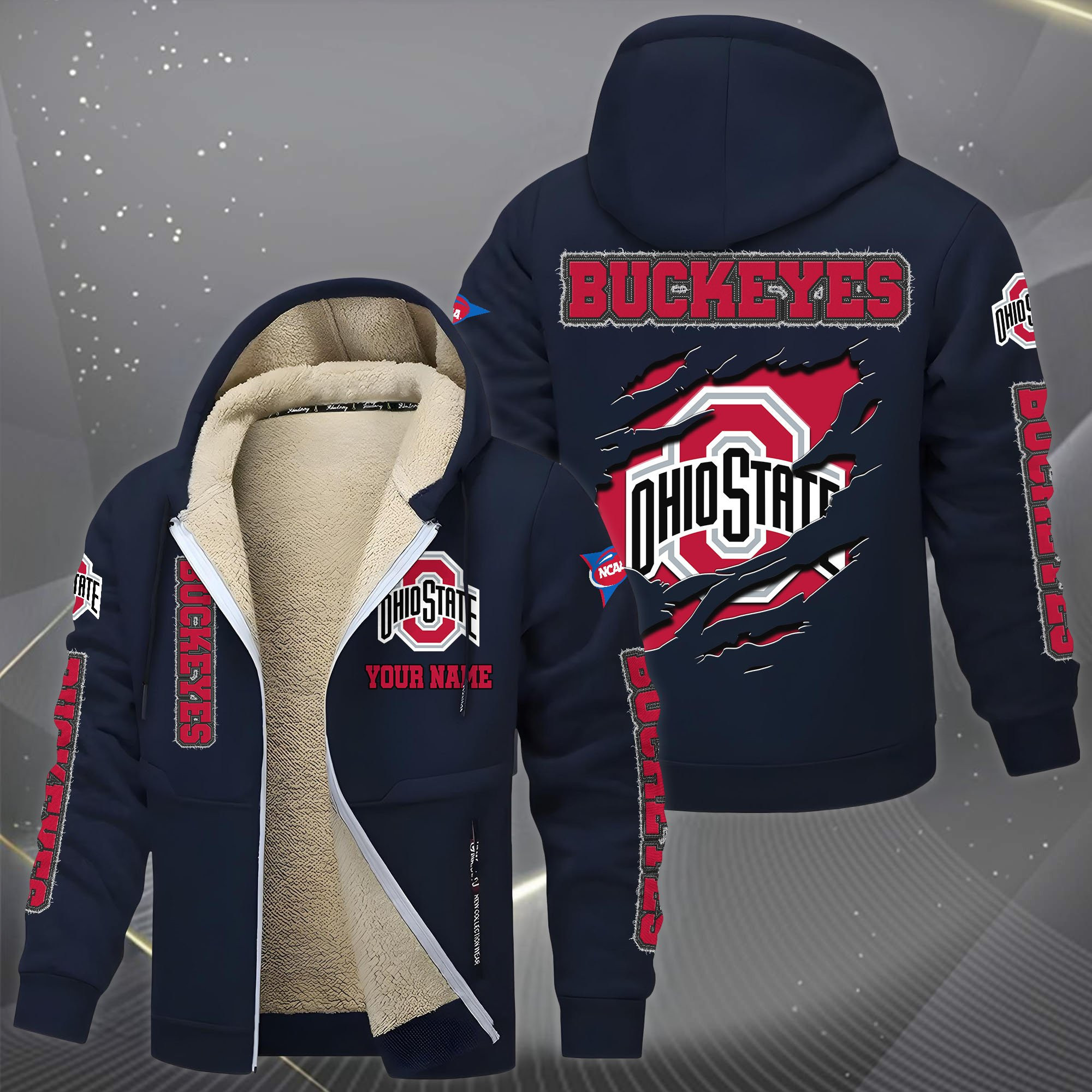 Ohio State Buckeyes Hoodie Zip Velvet Coat PBZ0RFQ