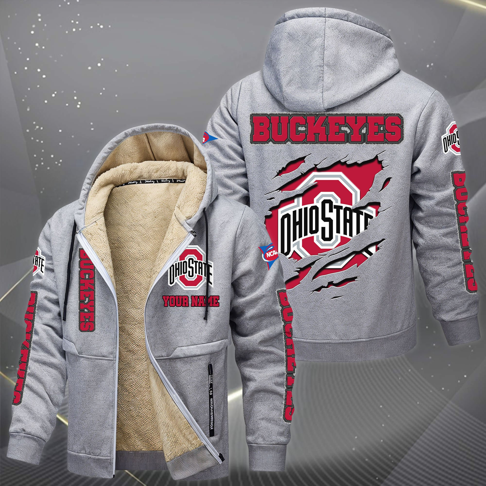 Ohio State Buckeyes Hoodie Zip Velvet Coat PBZ0RFQ