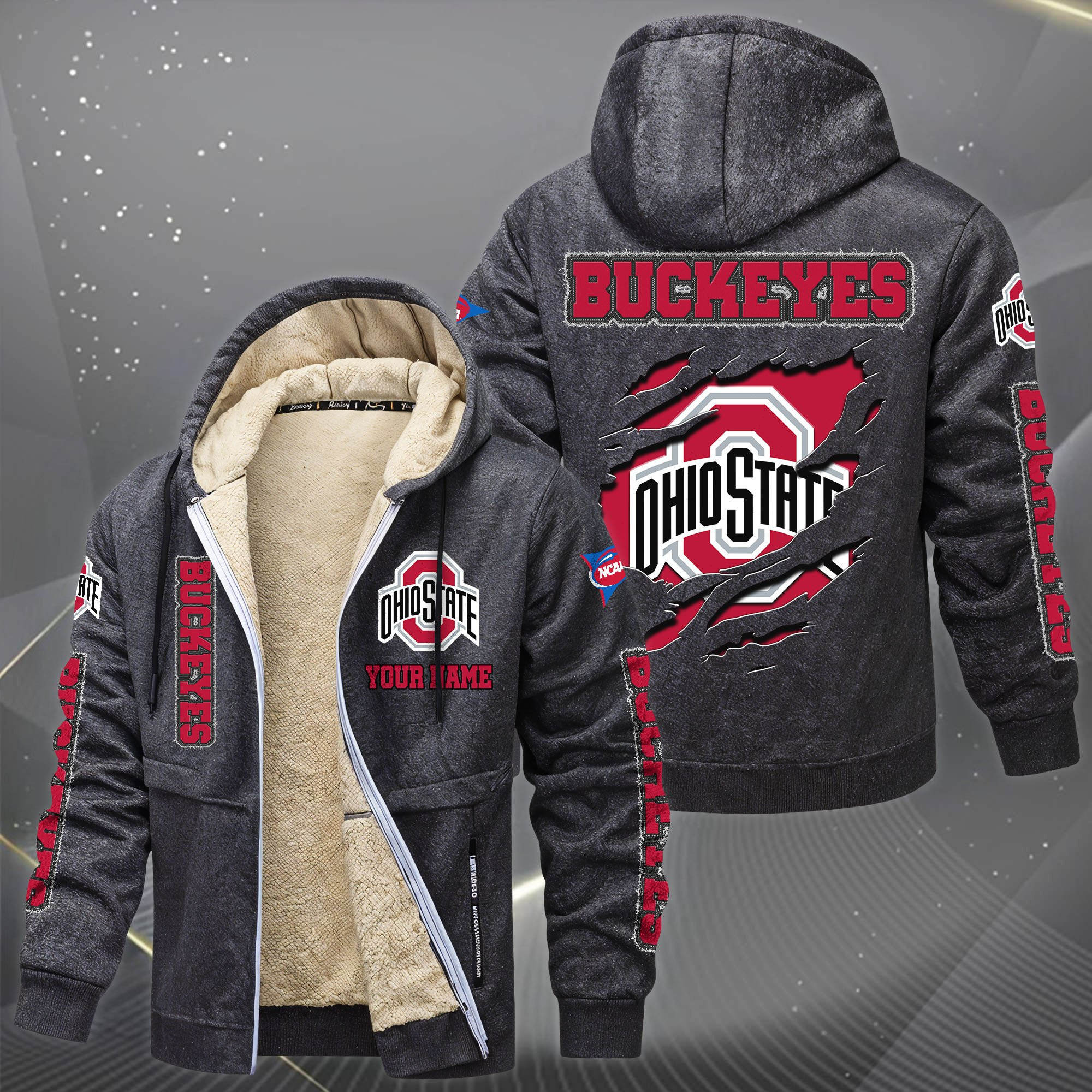 Ohio State Buckeyes Hoodie Zip Velvet Coat PBZ0RFQ