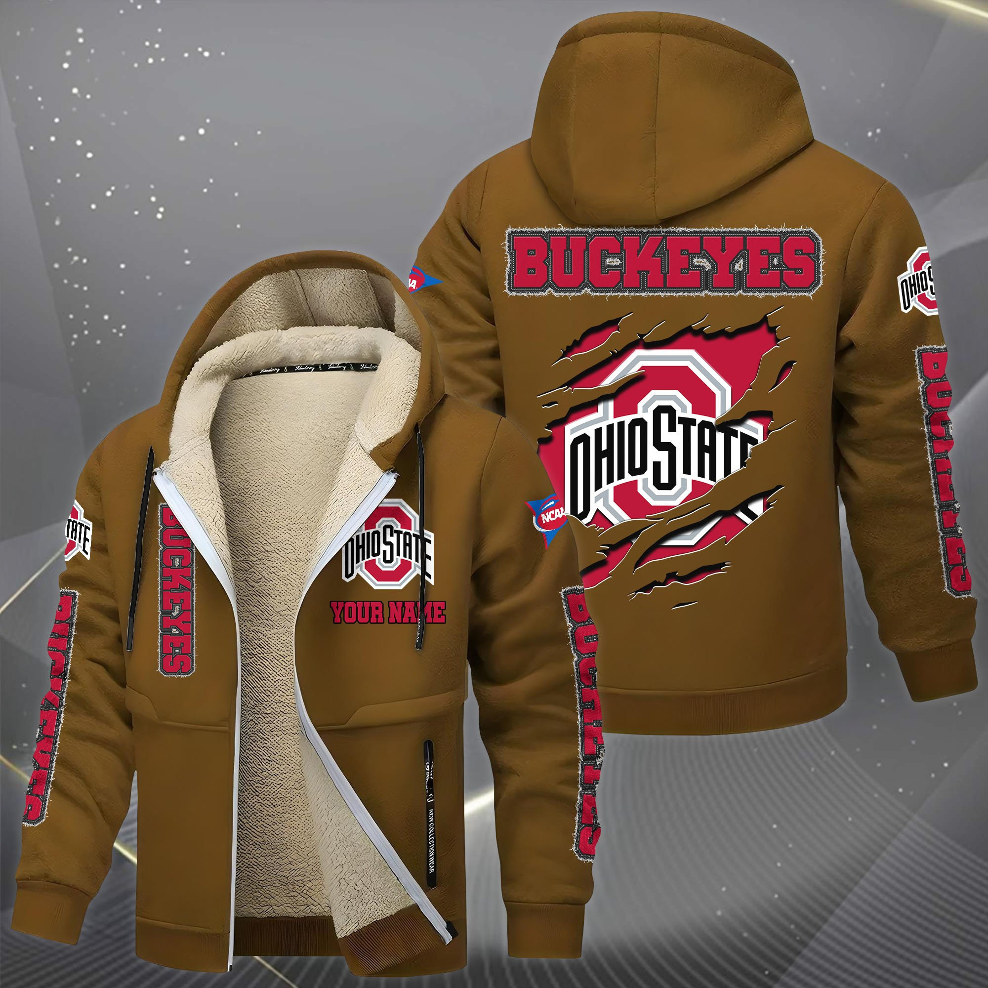 Ohio State Buckeyes Hoodie Zip Velvet Coat PBZ0RFQ