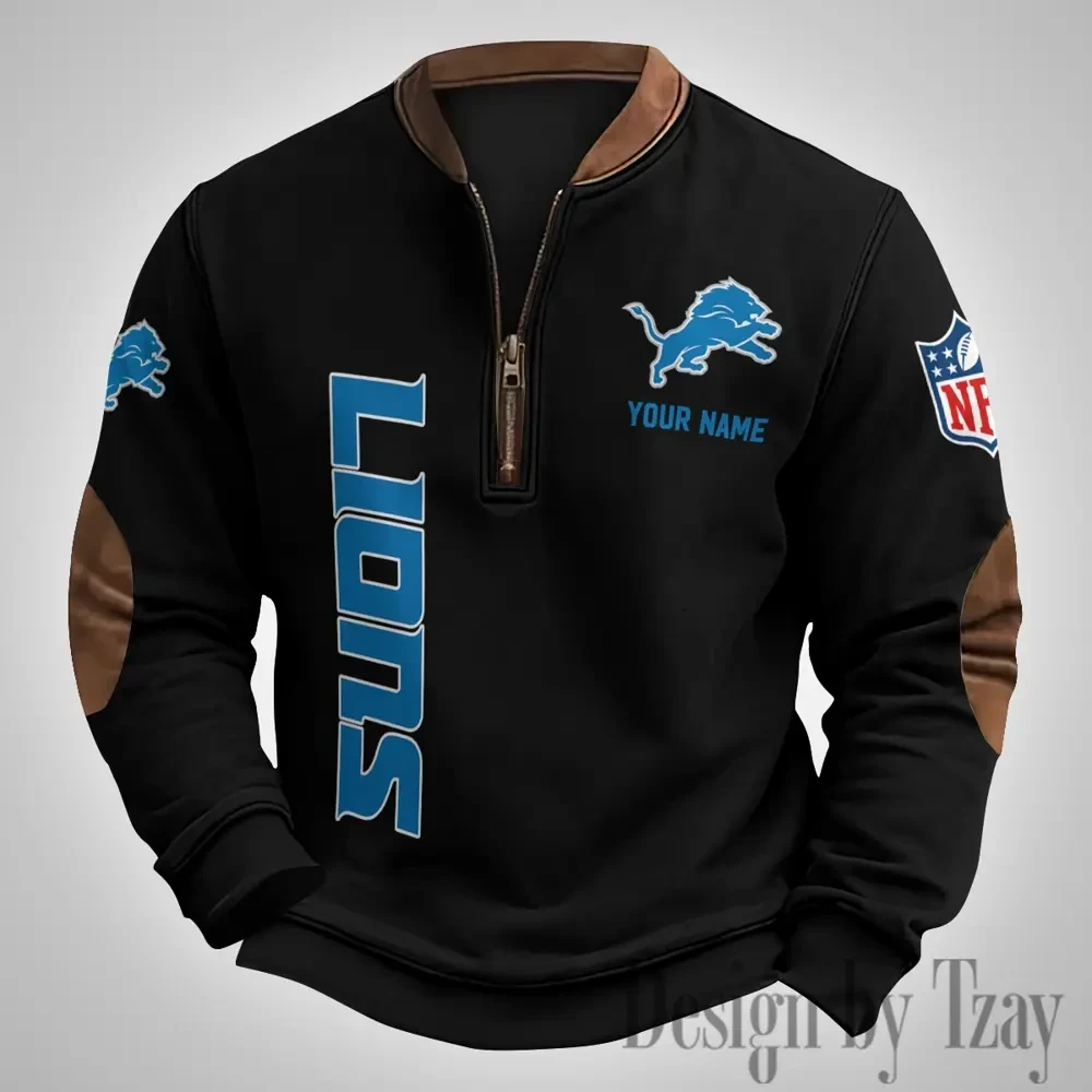 Detroit Lions Men's Vintage Zipper Stand Collar Sweatshirt S9MPZNS248
