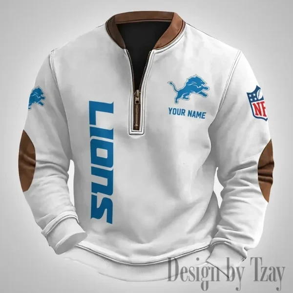 Detroit Lions Men's Vintage Zipper Stand Collar Sweatshirt PBHYK53