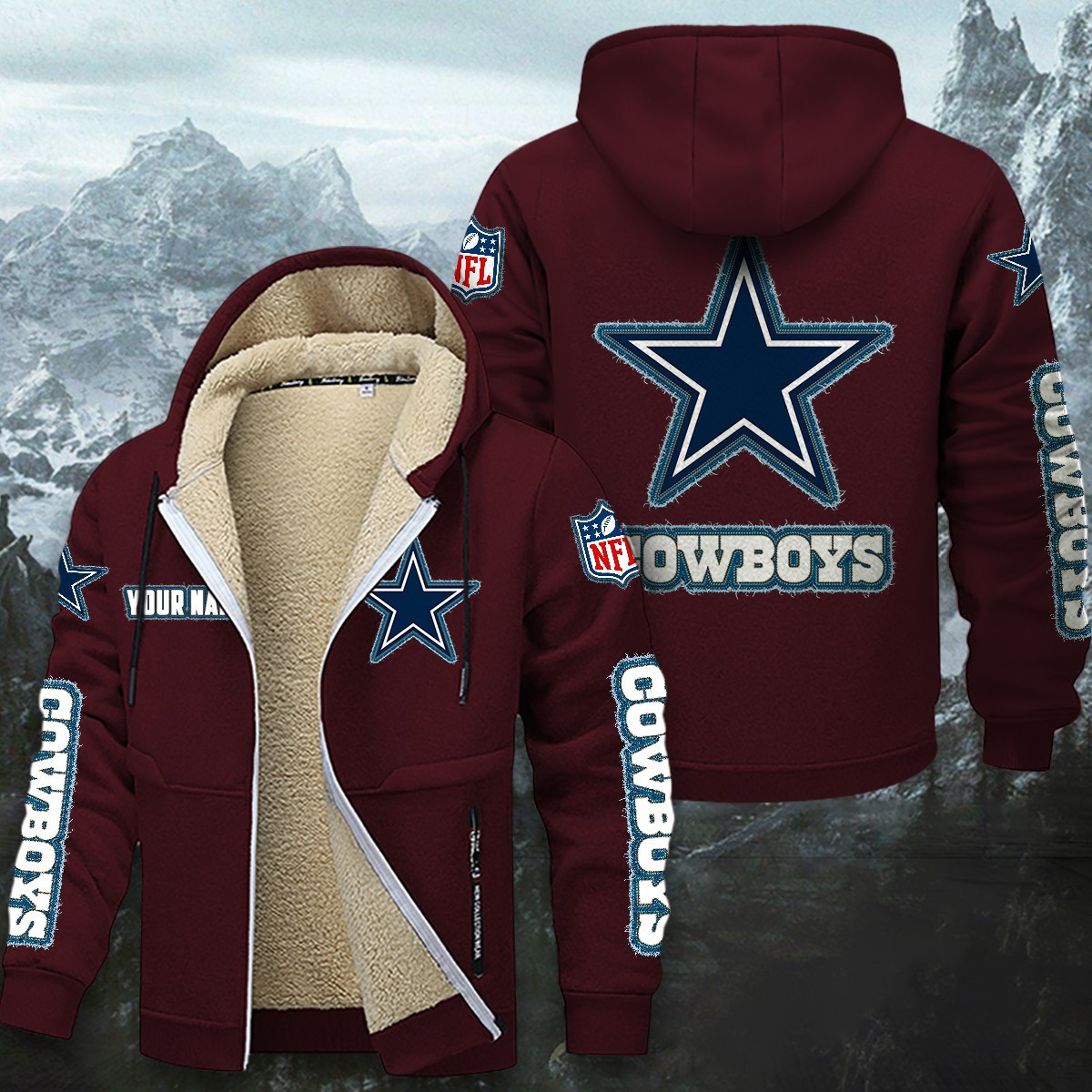 Dallas Cowboys Sherpa-Lined Zip Hoodie PB001JA