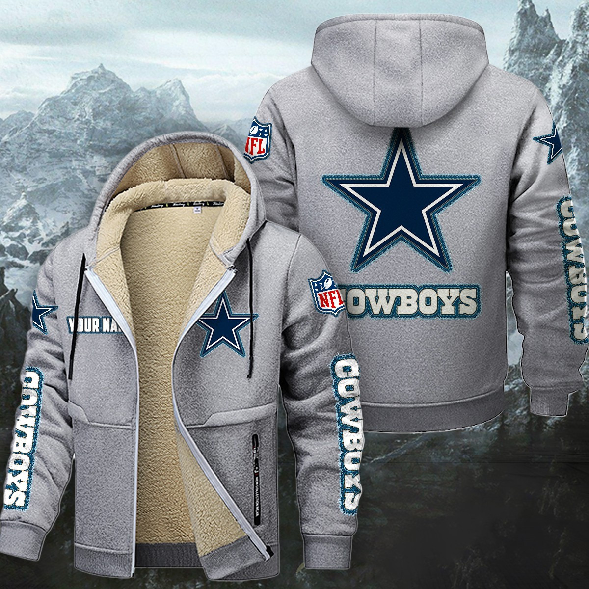 Dallas Cowboys Sherpa-Lined Zip Hoodie PB001JA