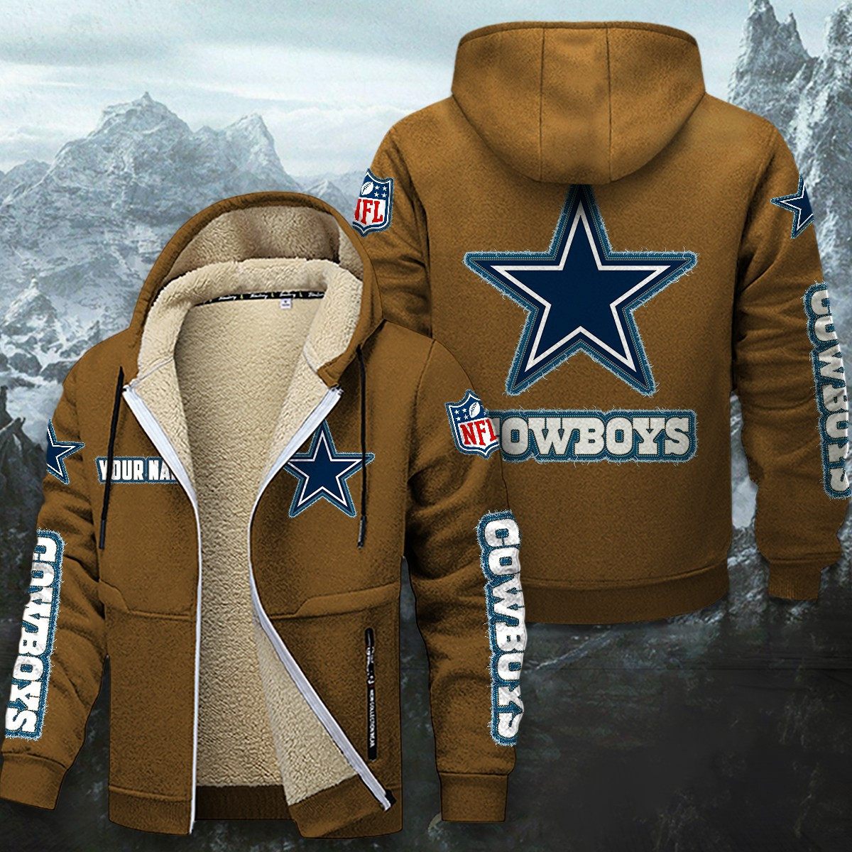 Dallas Cowboys Sherpa-Lined Zip Hoodie PB001JA
