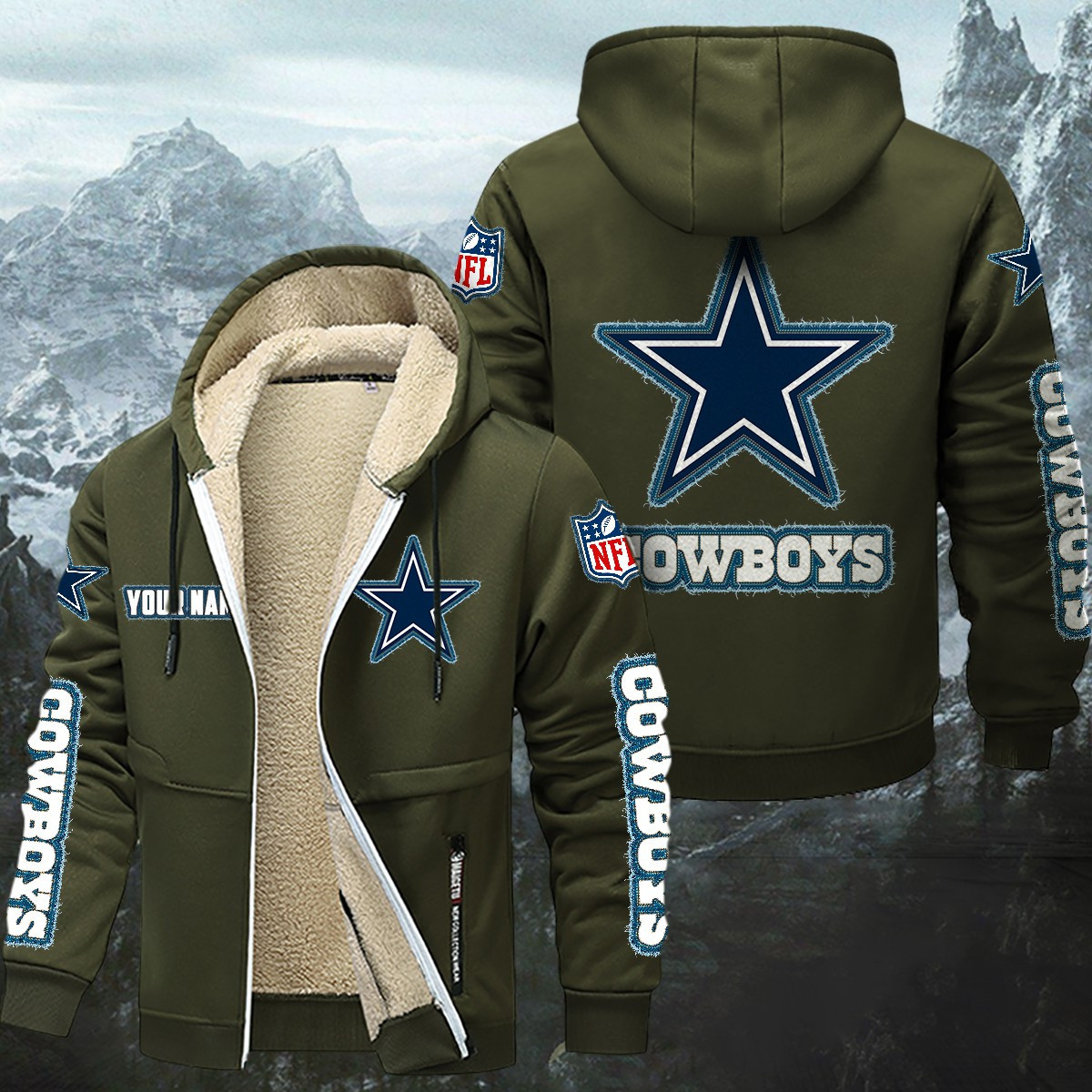 Dallas Cowboys Sherpa-Lined Zip Hoodie PB001JA