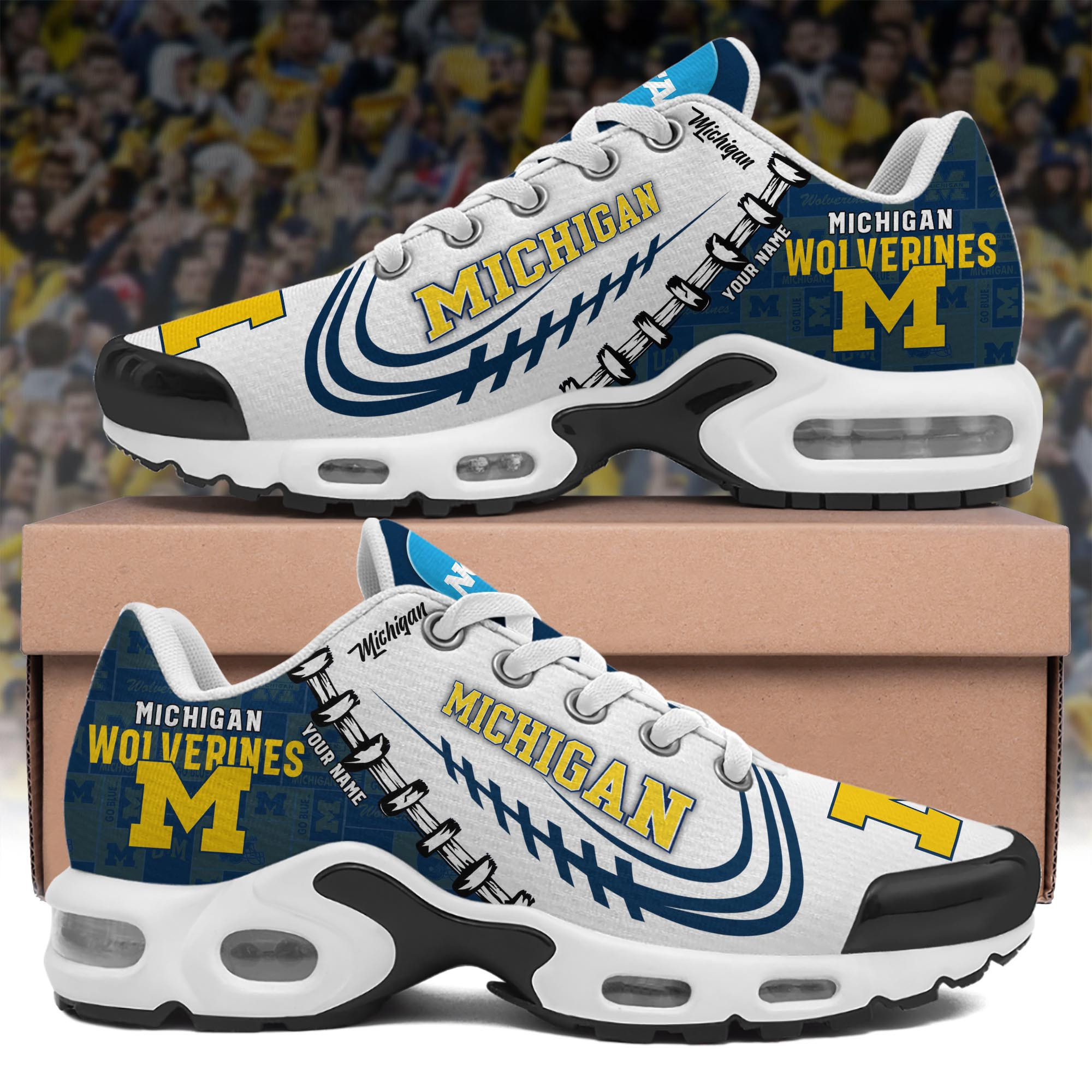 Michigan Wolverines Personalized Plus T-N Youth Sneakers T8D33V