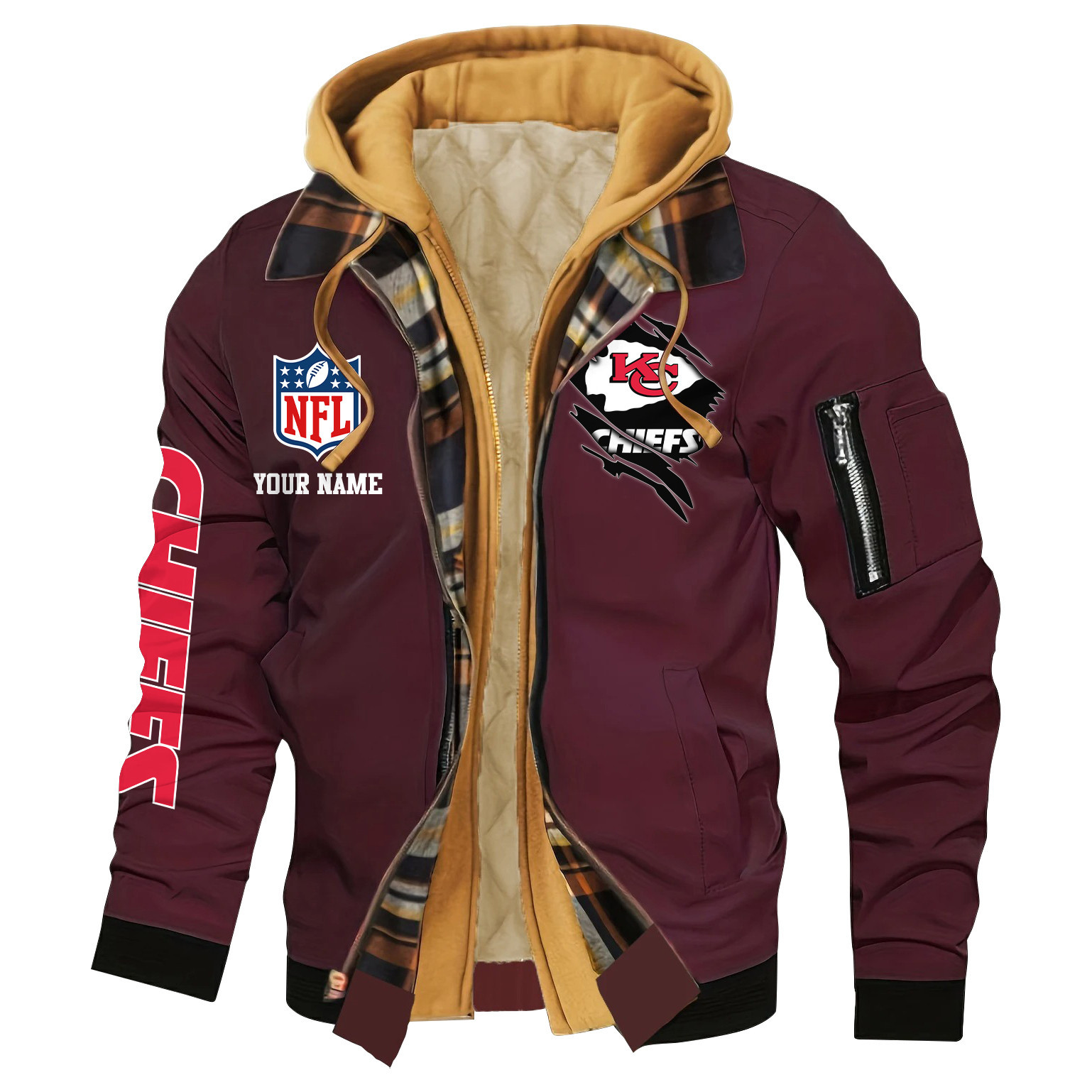 Kansas City Chiefs Jacket Casual Fake Two Piece Design PBQZ8NE