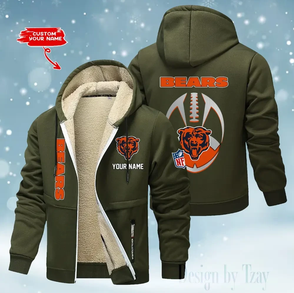 Chicago Bears Hoodies Zip Velvet Coat PBTN2T1