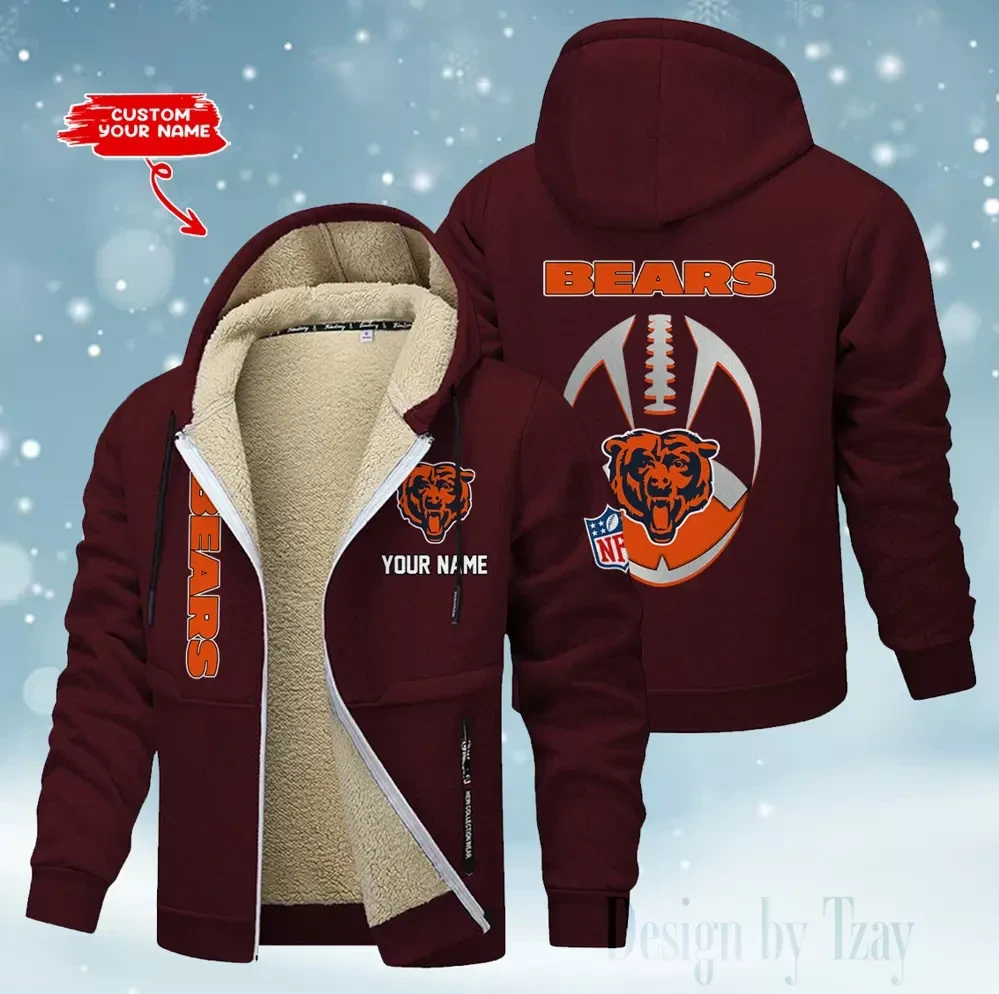 Chicago Bears Hoodies Zip Velvet Coat PBTN2T1