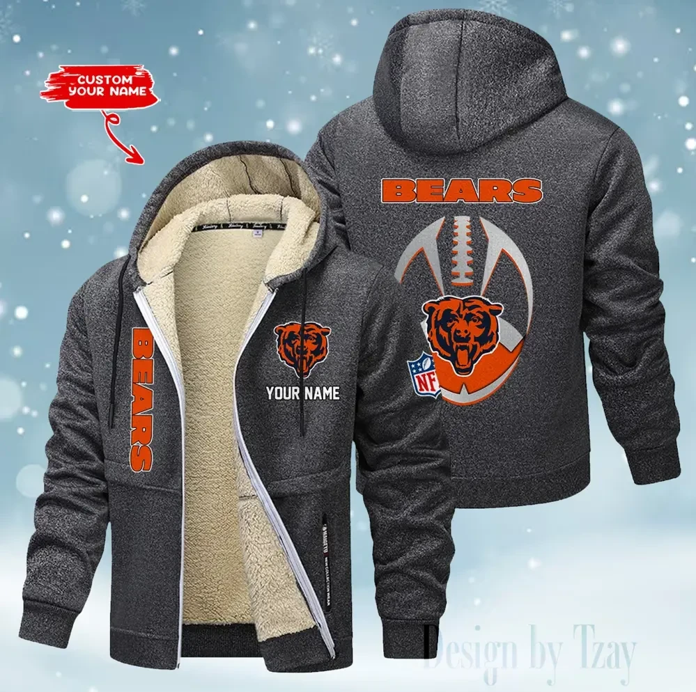Chicago Bears Hoodies Zip Velvet Coat PBTN2T1