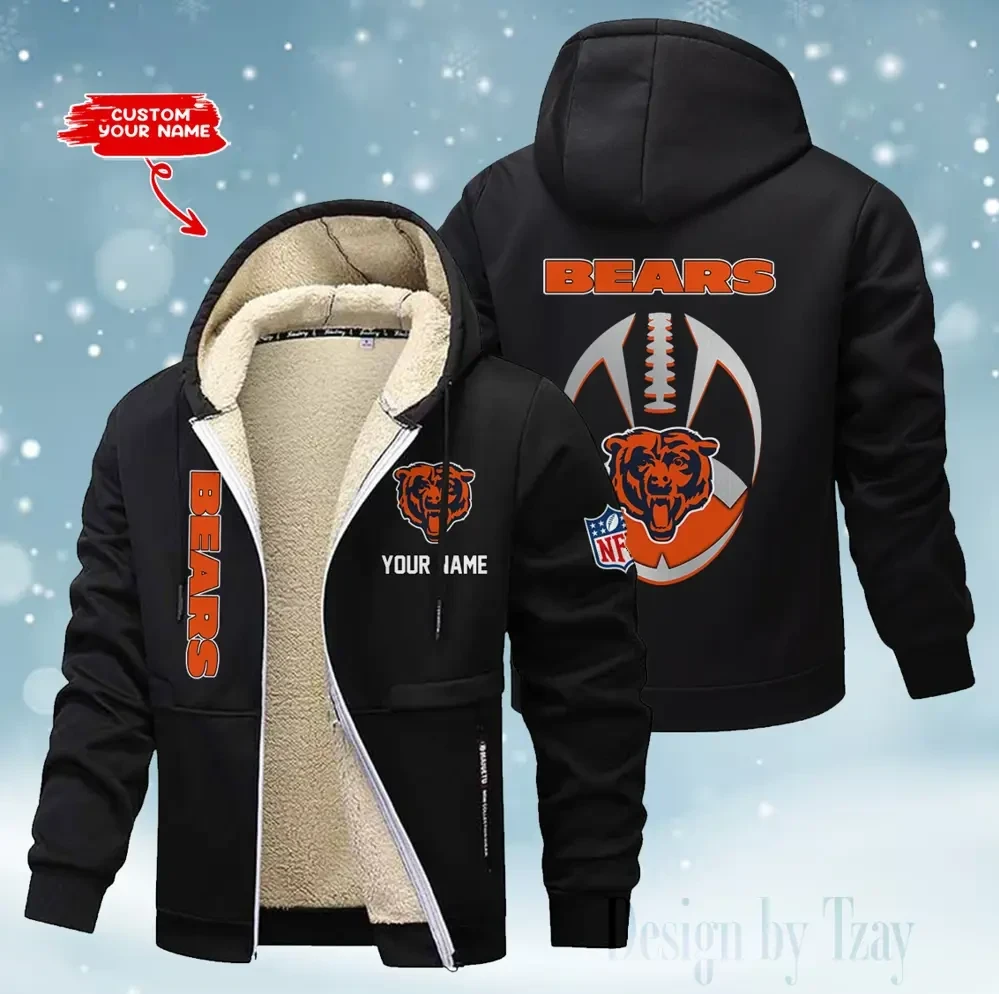 Chicago Bears Hoodies Zip Velvet Coat PBTN2T1