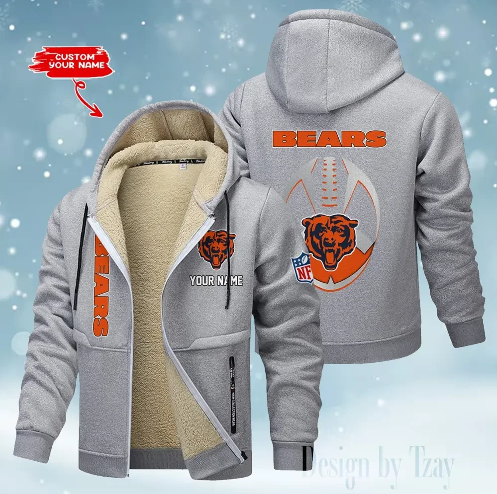Chicago Bears Hoodies Zip Velvet Coat PBTN2T1