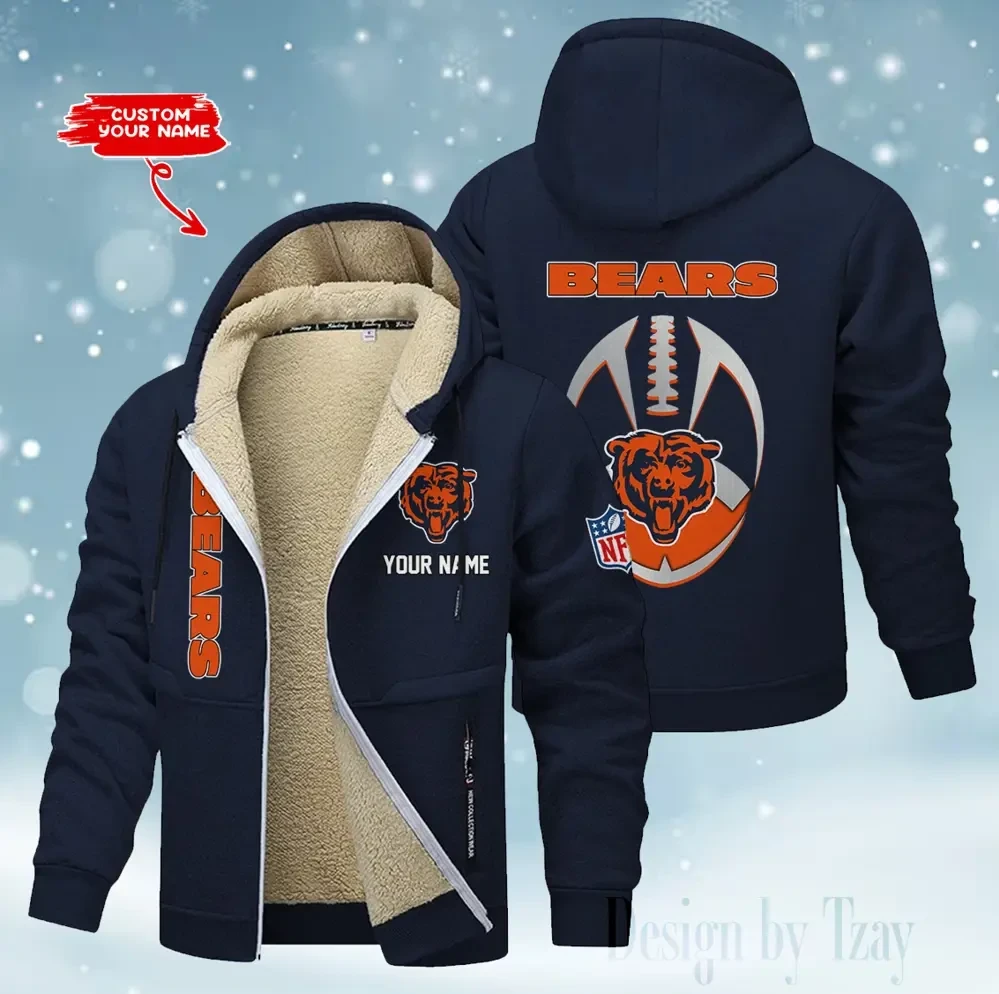 Chicago Bears Hoodies Zip Velvet Coat PBTN2T1