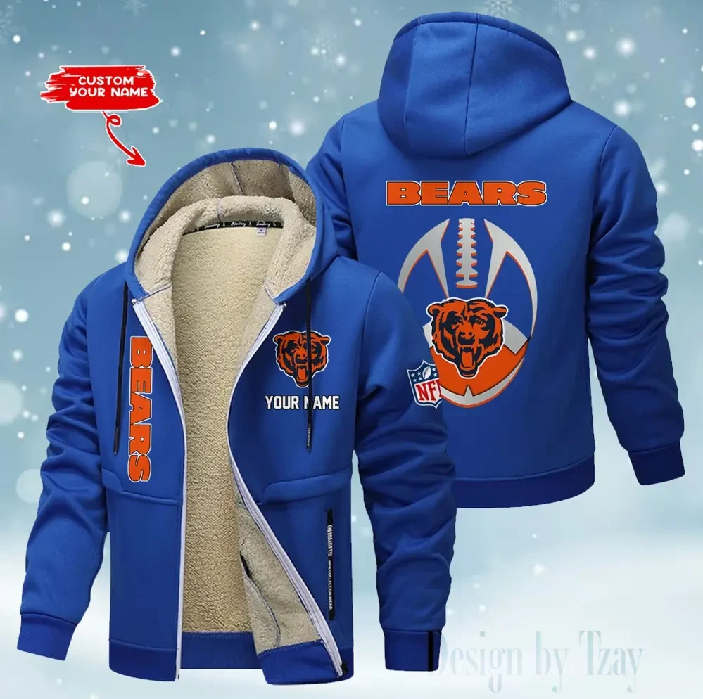 Chicago Bears Hoodies Zip Velvet Coat PBTN2T1