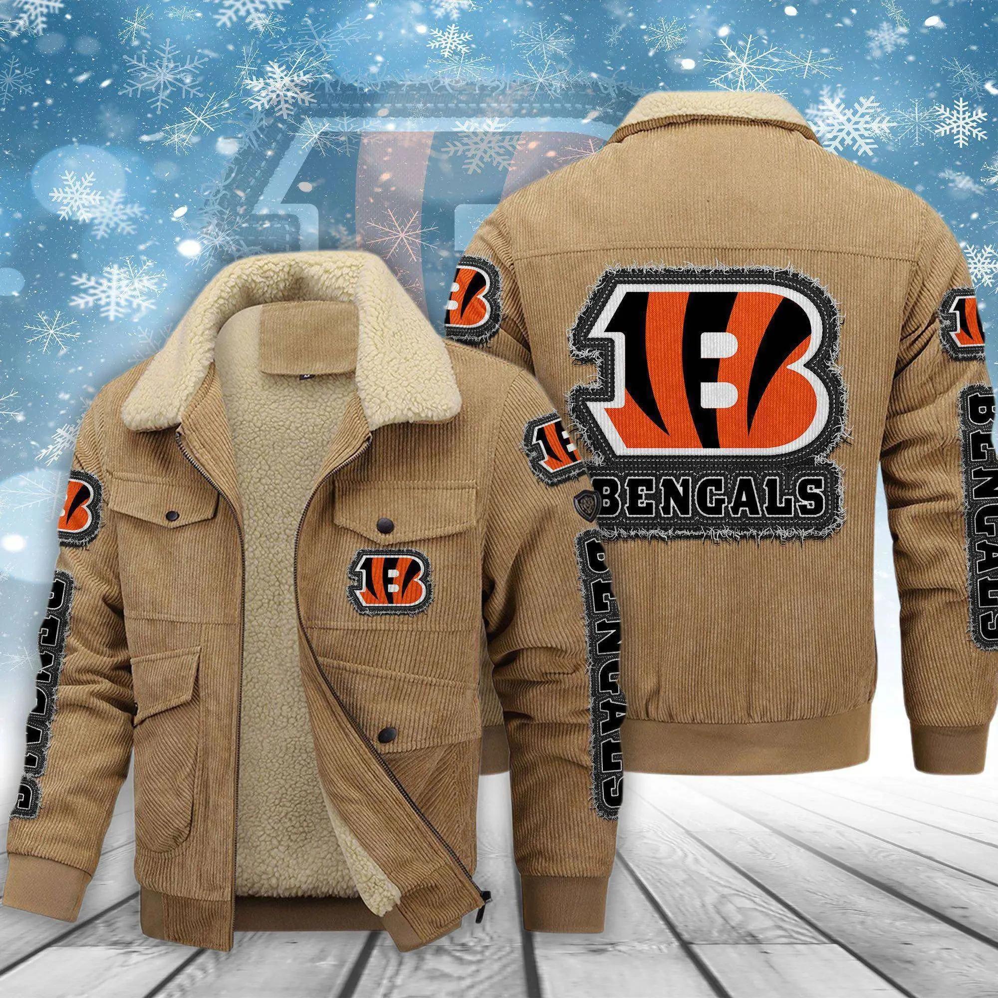 Cincinnati Bengals Men's Thickened Corduroy Jacket PBRHG7M