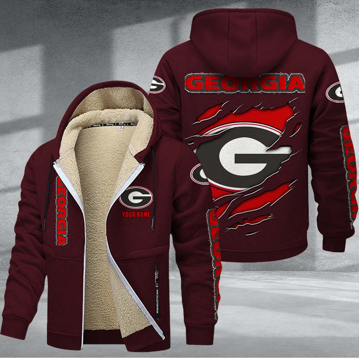 Georgia Bulldogs Sherpa-Lined Zip Hoodie PURZC315