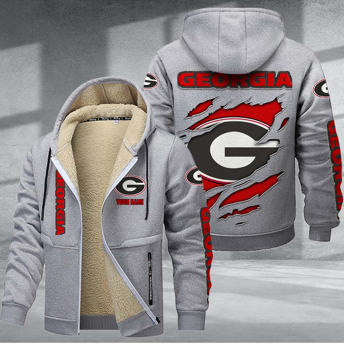 Georgia Bulldogs Sherpa-Lined Zip Hoodie PBSG28V