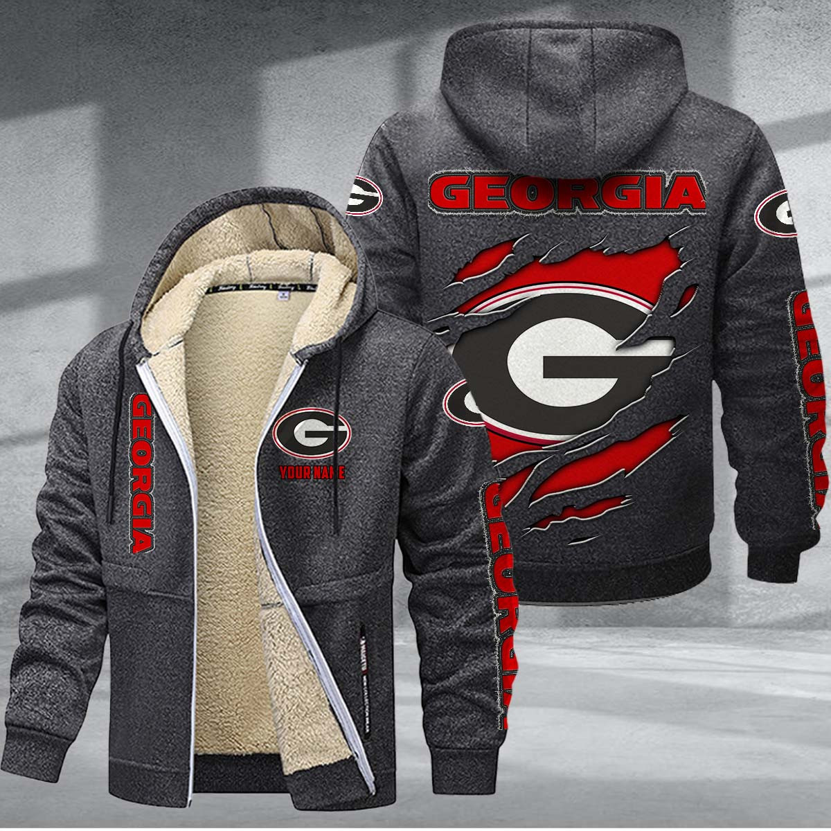 Georgia Bulldogs Sherpa-Lined Zip Hoodie PBSG28V