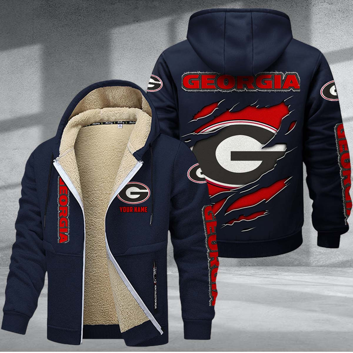 Georgia Bulldogs Sherpa-Lined Zip Hoodie PBSG28V