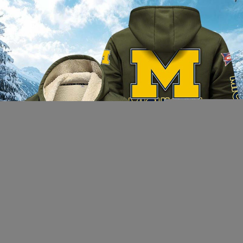 Michigan Wolverines Hoodies Zip Velvet Coat PBIEH1Q