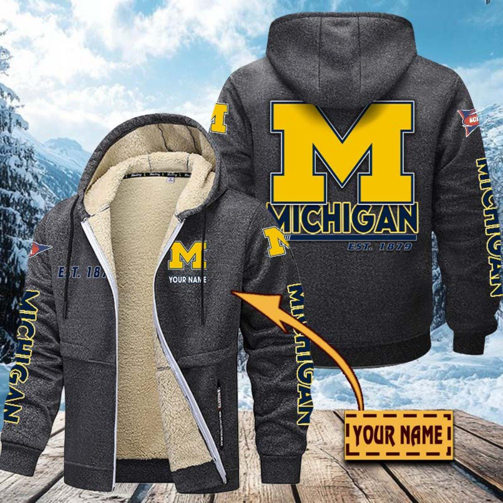 Michigan Wolverines Hoodies Zip Velvet Coat PBIEH1Q