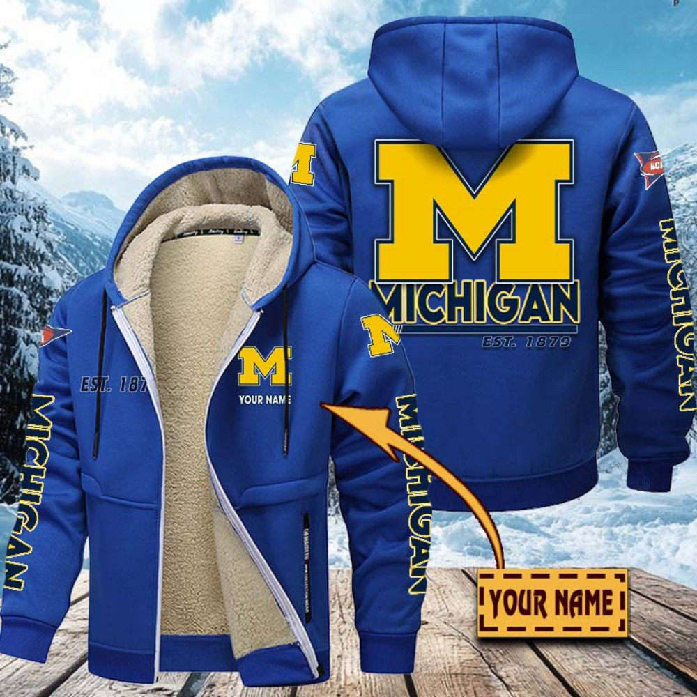 Michigan Wolverines Hoodies Zip Velvet Coat PBIEH1Q