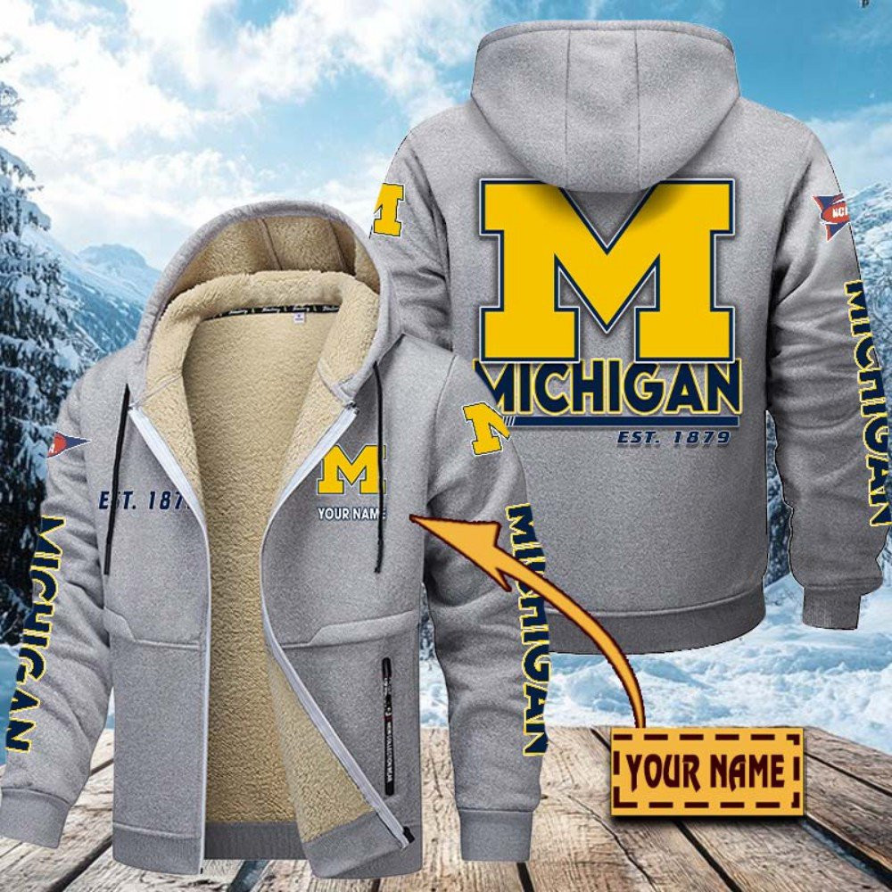 Michigan Wolverines Hoodies Zip Velvet Coat PBIEH1Q