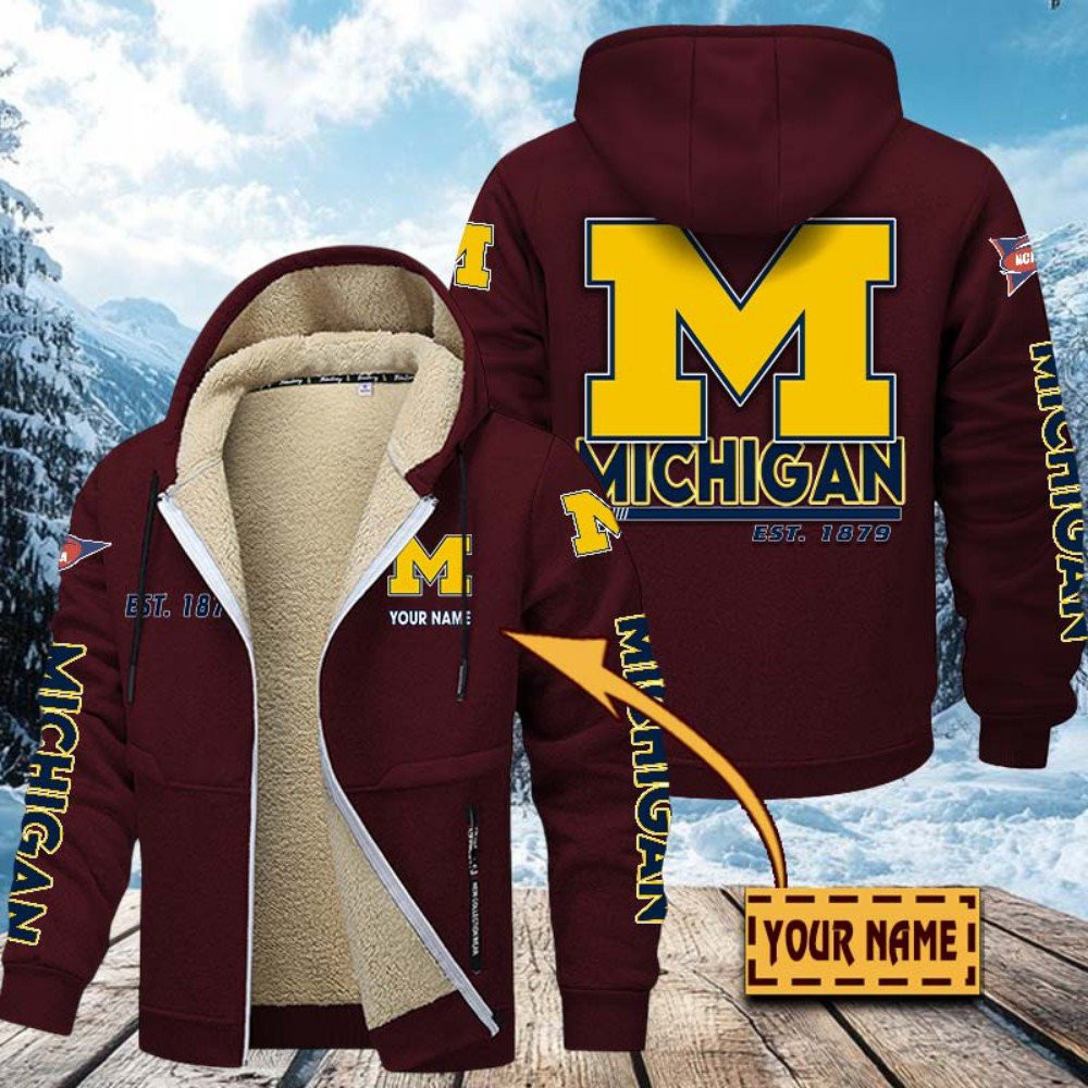 Michigan Wolverines Hoodies Zip Velvet Coat PBIEH1Q