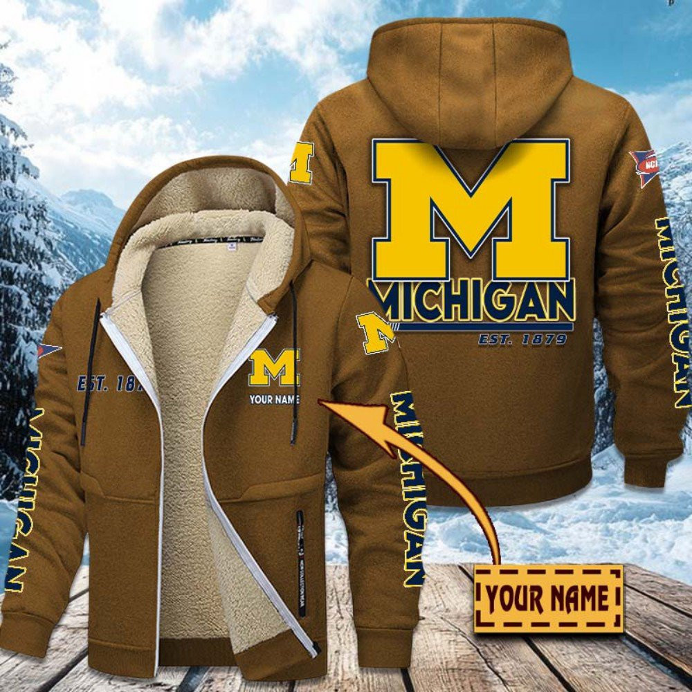 Michigan Wolverines Hoodies Zip Velvet Coat PBIEH1Q