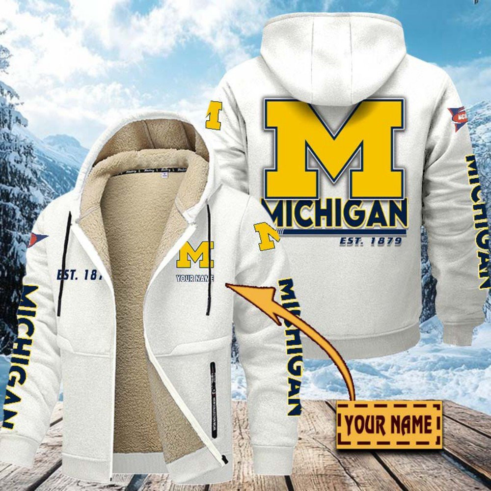Michigan Wolverines Hoodies Zip Velvet Coat PBIEH1Q