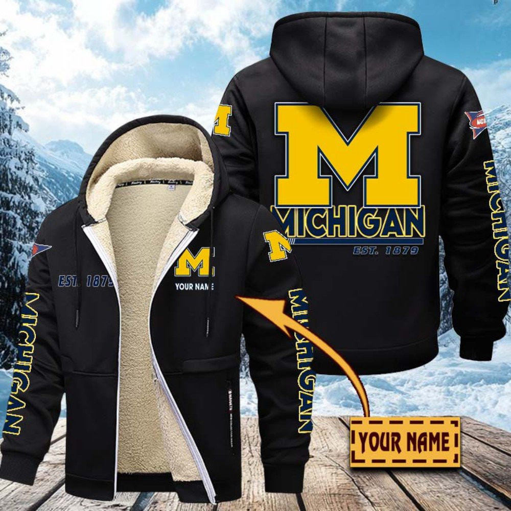 Michigan Wolverines Hoodies Zip Velvet Coat PBIEH1Q